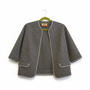 Vintage Gimbels Jacket Made‎ in Belgium Gray Silver Metallic Textured